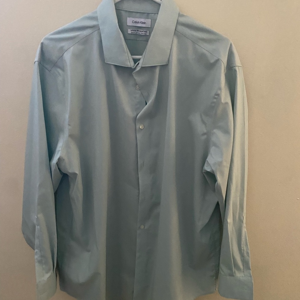 Calvin Klein Men's Mint Green Dress Shirt